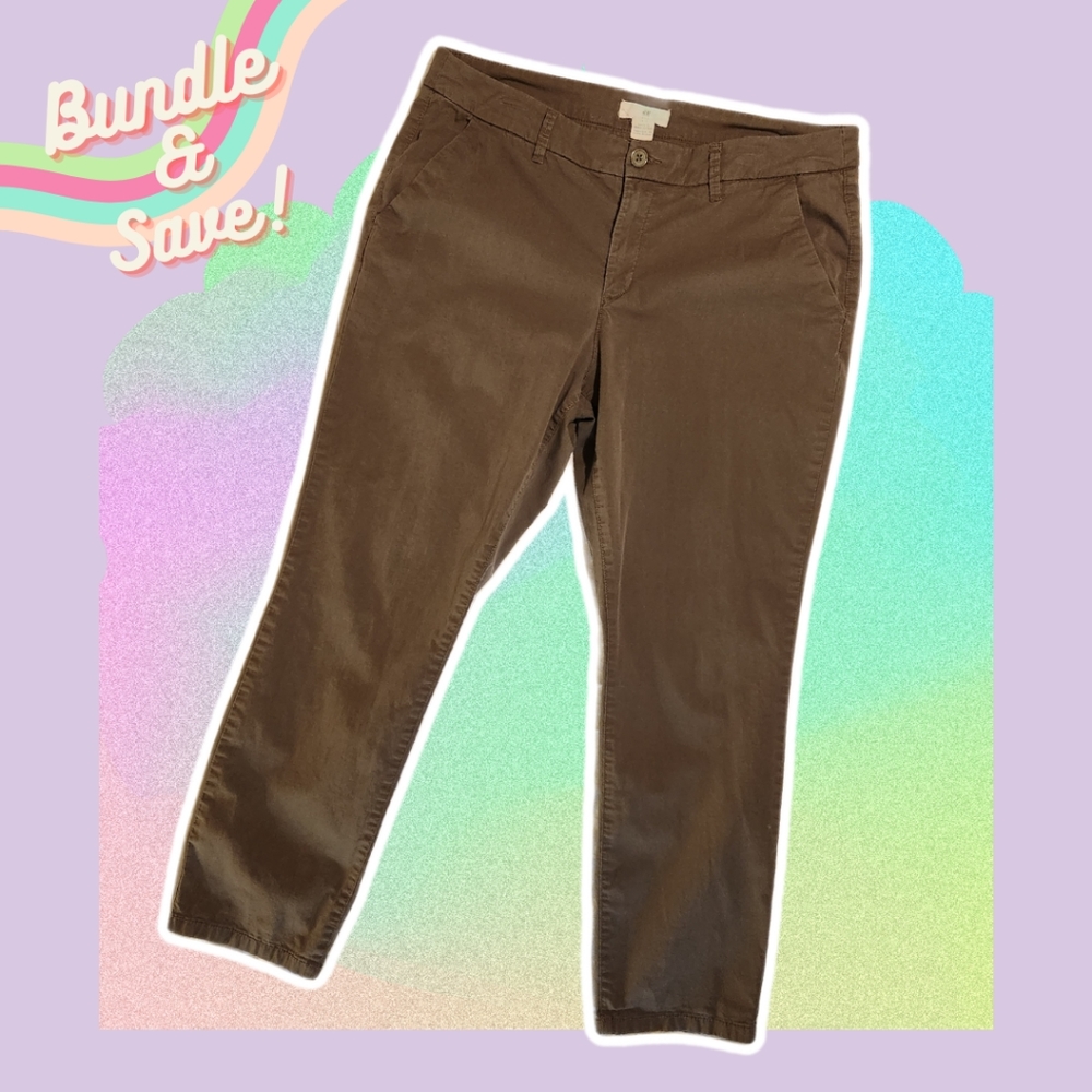 H&M Women's Ankle Length Chino Pants in Khaki Green Size 14